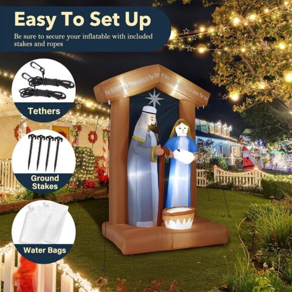🆕7 FT Christmas Inflatables Nativity 2 Sets Blow Up Yard Outdoor Decorations - Picture 6 of 9